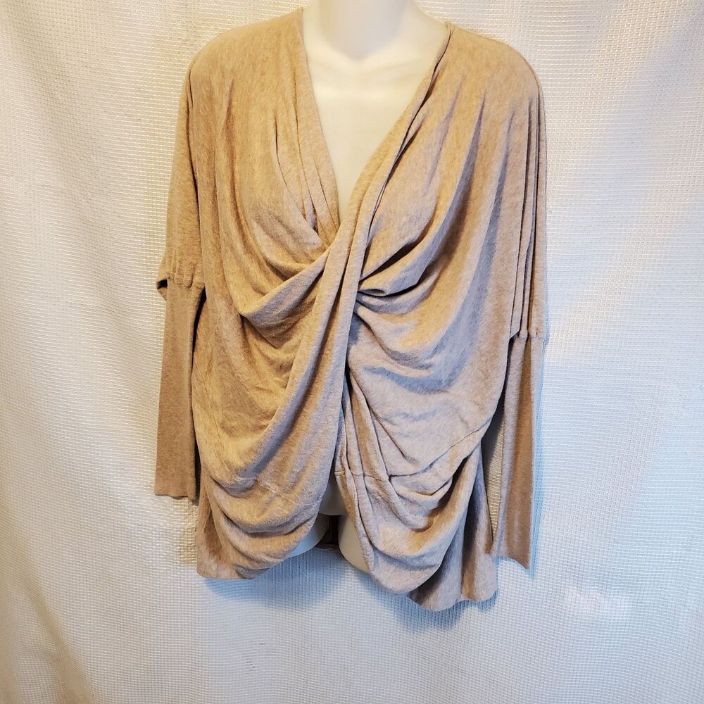 All Saints Beige Itat Shrug Knit Sz XS Drape Sweater Long Sleeve Wrap Ballet